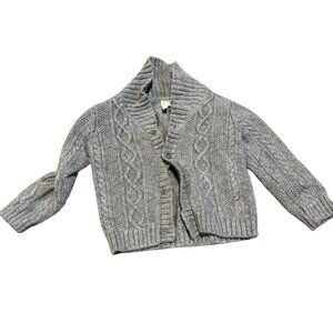 Janie and Jack Gray Cable Knit 12-18m Button Front Sweater
